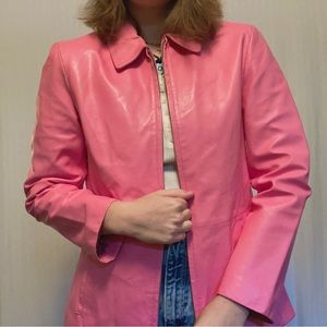 Vintage Y2K Pink Genuine Leather Jacket